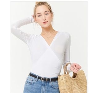 WORN ONCE Tulip Hem Surplice Top